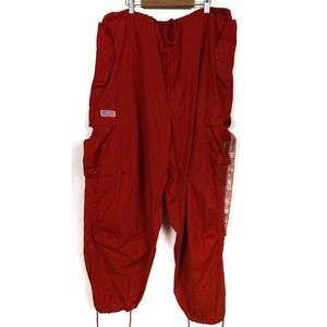 Y2K UFO RED PARACHUTTE CARGO PANTS UTILITY STREETWEAR HIP-HOP RAVE.SZ XL
